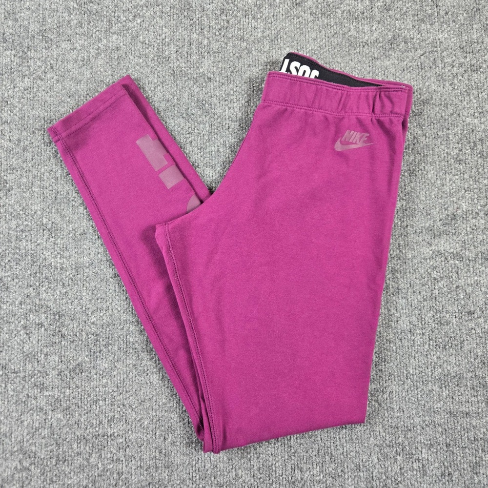Nike Leg-A-See Leggings Womens M Purple Just Do It Graphic 826575-563